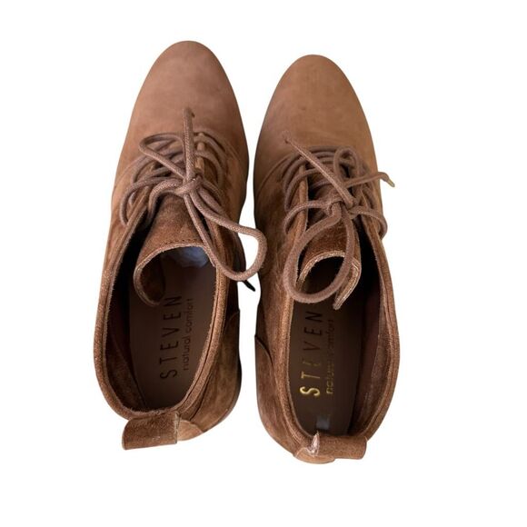 Steven Natural Comfort Brown Suede Boot Lace Up Rubber Wedge size 8 - Picture 4 of 7
